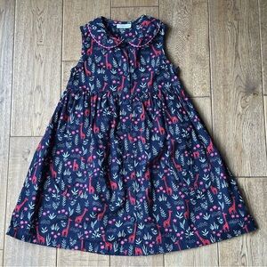 Jojo Maman Bebe Sleeveless Peter Pan Collar Giraffe Print Dress